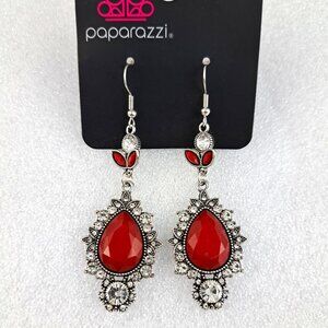 Paparazzi Fancy Burgundy Dangle Earrings